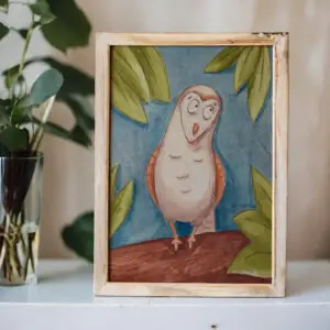 Plakat A4 Sowa – ręcznie malowana ilustracja